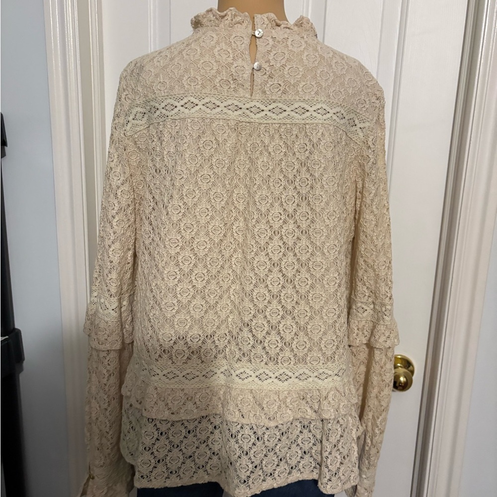 Listicle Cream Lace Ruffle Blouse - Picture 11 of 15